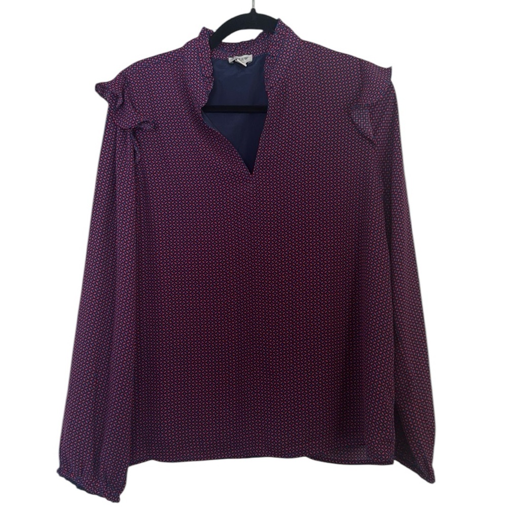 🖤 J.CREW Patterned Ruffle Detail Blouse